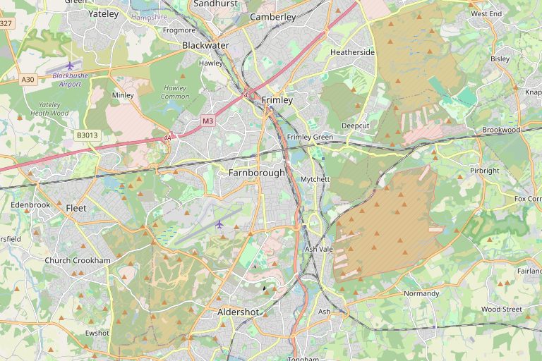 Map of Farnborough and the surrounding area