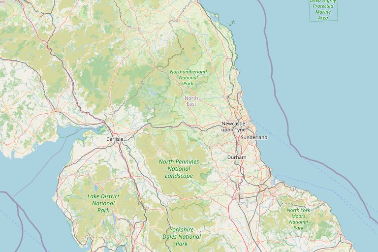 Map of North East showing the towns we cover