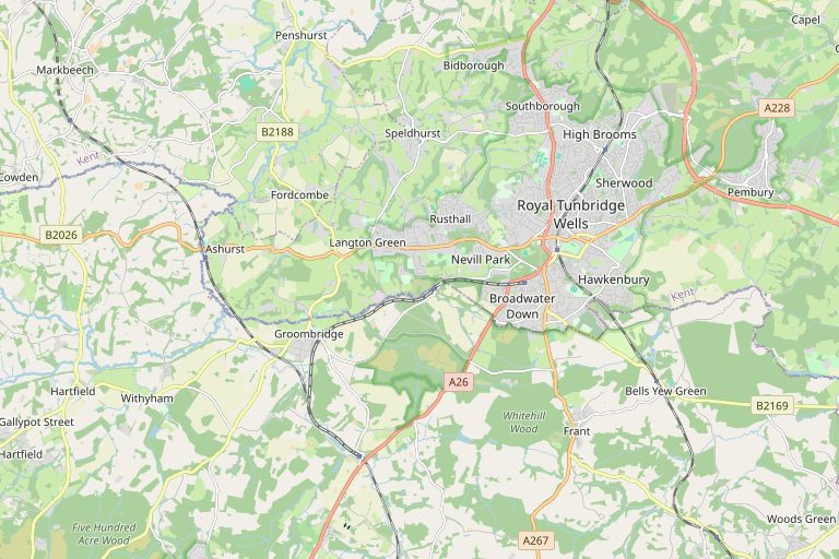 Map of Tunbridge Wells and the surrounding area