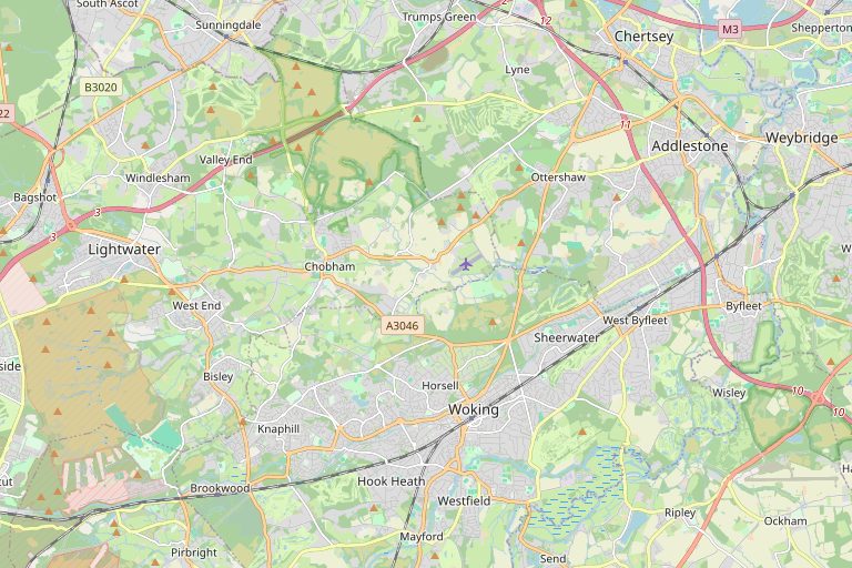 Map of Woking and the surrounding area